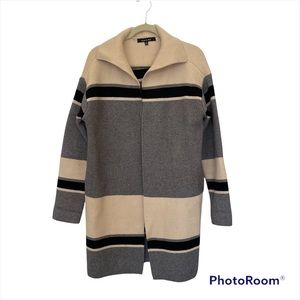 Strut and Bolt Cardigan XL Striped Sweater Coat Style Cream Pockets Loos…